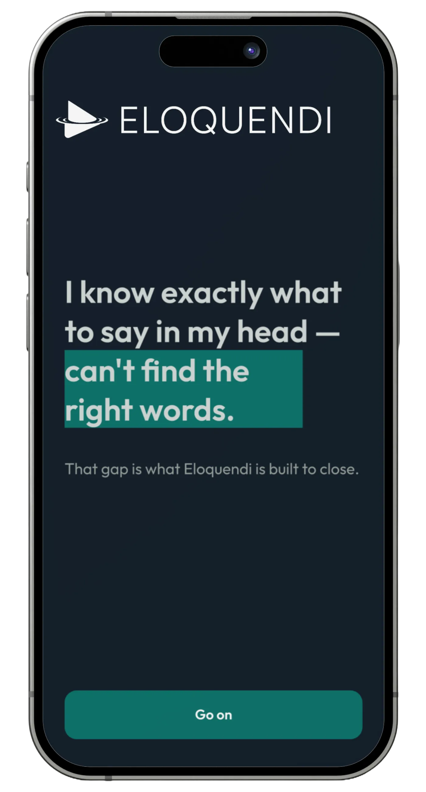 Eloquendi app shown on an iPhone